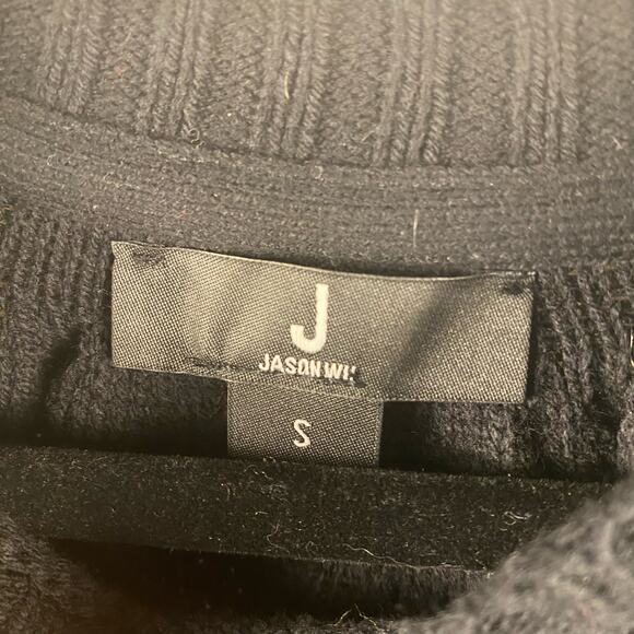 Jason Wu Black Oversized Cable Knit Herringbone Chevron Pattern Sweater Small - Picture 4 of 8